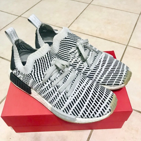 white nmd with black stripes
